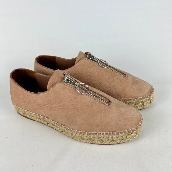 Alexander Wang Womens Devon Zip Espadrille Flats Blush Tan Leather size 39 US 9